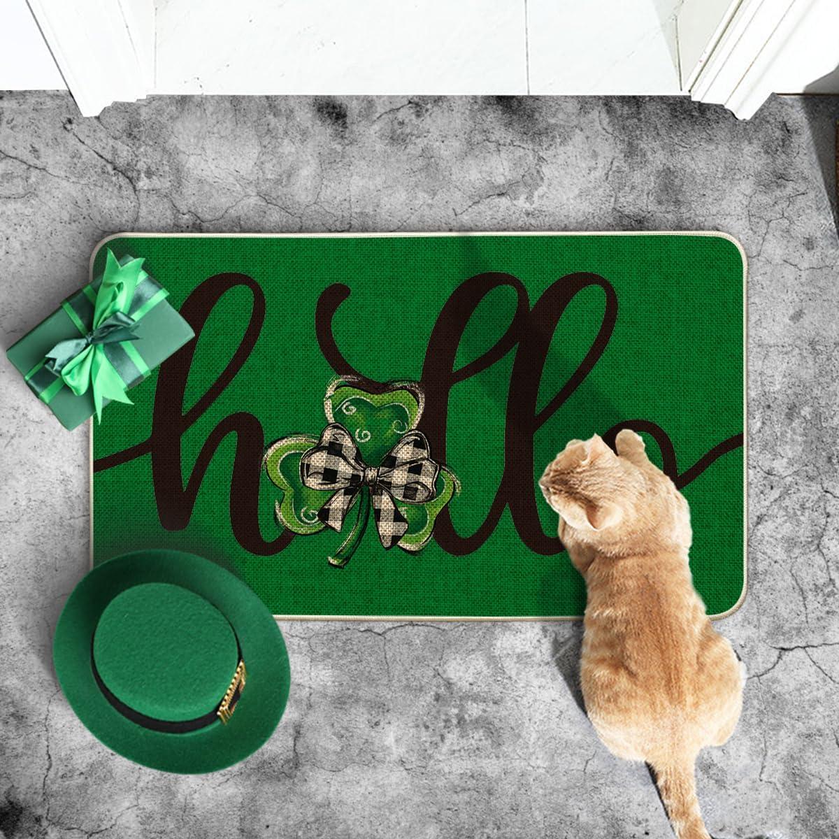 imageArtoid Mode Green Shamrock Hello St Patricks Day Doormat Home Decor LowProfile Switch Rug Door Mat Floor Mat for Indoor Outdoor 17x29 Inch
