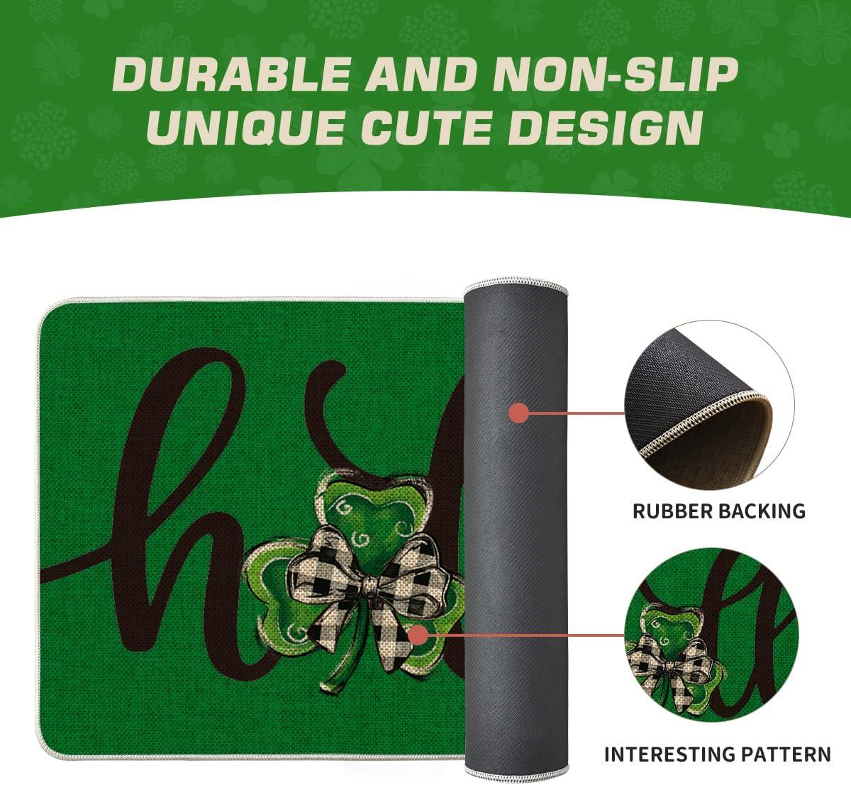 imageArtoid Mode Green Shamrock Hello St Patricks Day Doormat Home Decor LowProfile Switch Rug Door Mat Floor Mat for Indoor Outdoor 17x29 Inch