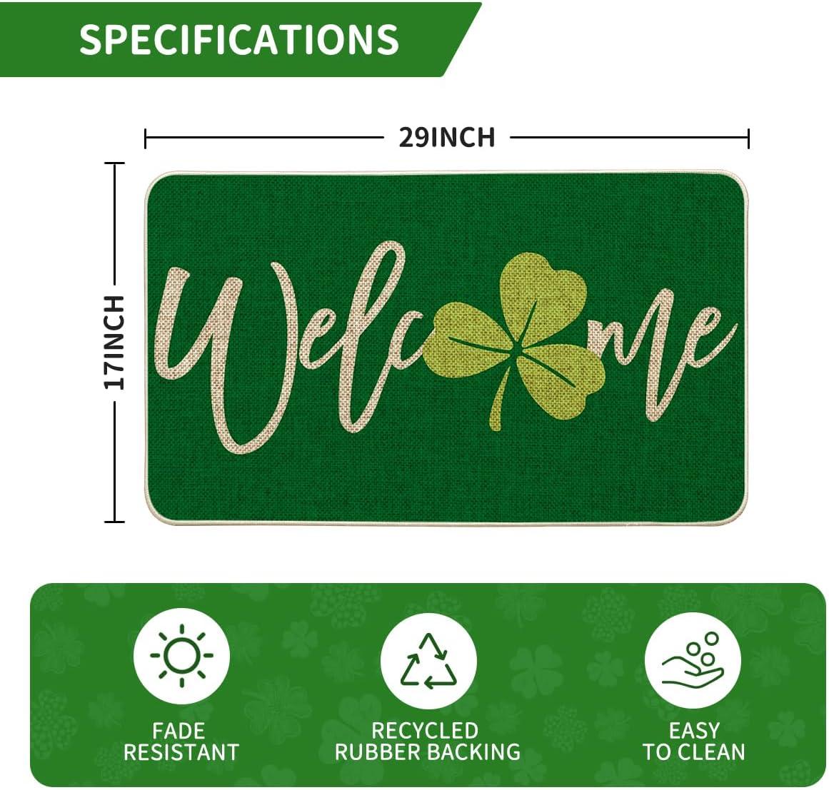 imageArtoid Mode Green Shamrock Welcome St Patricks Day Doormat Spring Home Decor LowProfile Switch Rug Door Mat Floor Mat for Indoor Outdoor 17x29 Inch