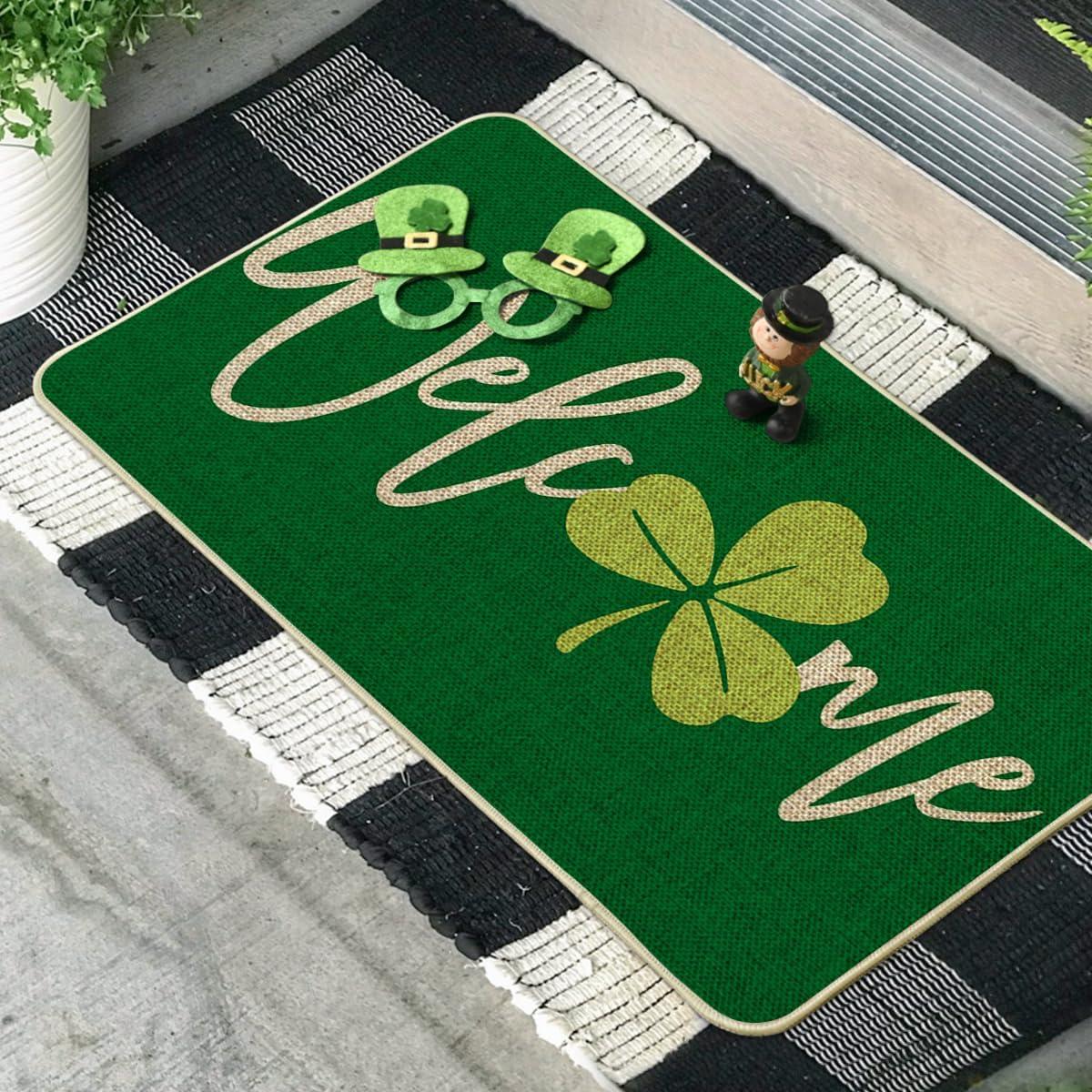 imageArtoid Mode Green Shamrock Welcome St Patricks Day Doormat Spring Home Decor LowProfile Switch Rug Door Mat Floor Mat for Indoor Outdoor 17x29 Inch