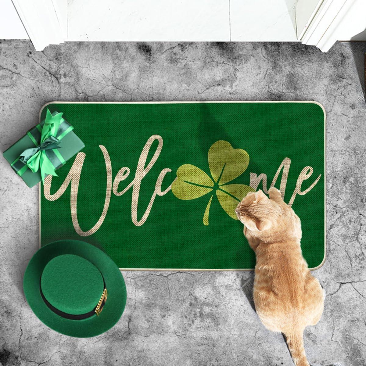 imageArtoid Mode Green Shamrock Welcome St Patricks Day Doormat Spring Home Decor LowProfile Switch Rug Door Mat Floor Mat for Indoor Outdoor 17x29 Inch