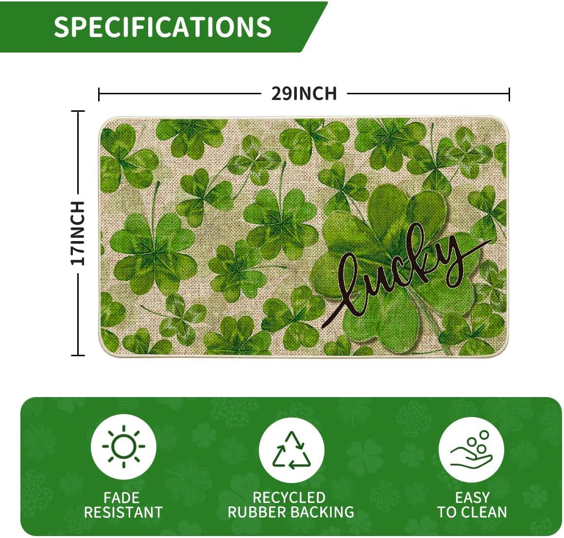 imageArtoid Mode Lucky Shamrock Clover St Patricks Day Doormat Home Decor LowProfile Switch Rug Door Mat Floor Mat for Indoor Outdoor 17x29 Inch