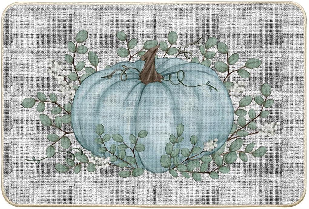 imageArtoid Mode Orange Pumpkin Eucalyptus Fall Doormat Autumn Home Decor LowProfile Switch Rug Door Mat Floor Mat for Indoor Outdoor 17x29 InchBlue