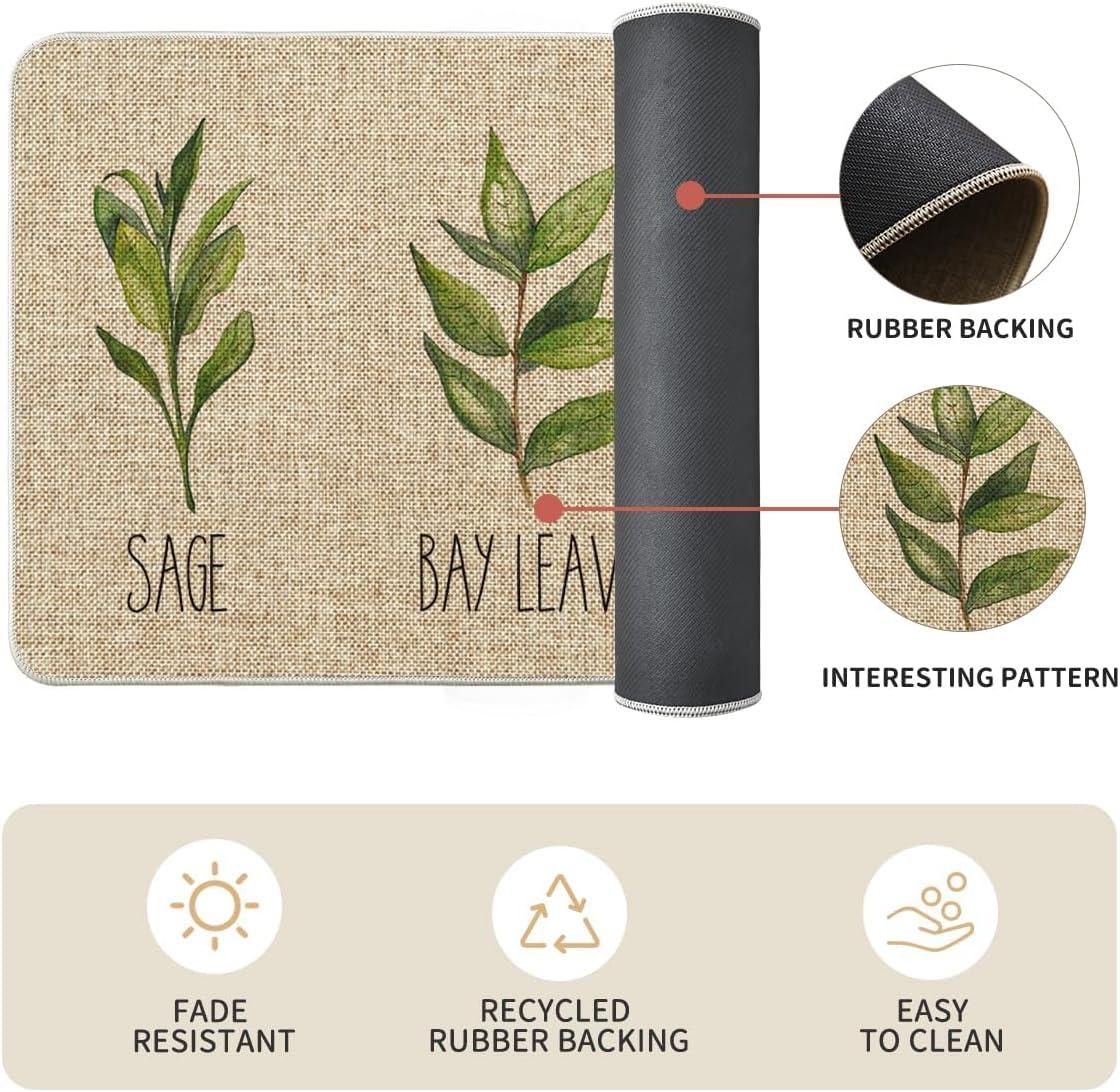 imageArtoid Mode Parsley Sage Oregano Basil Bay Leaves Decorative Kitchen Mats Set of 2 Seasonal Holiday Party LowProfile Floor Mat for Home Kitchen 17x29 and 17x47 Inch17 x 29 17 x 47