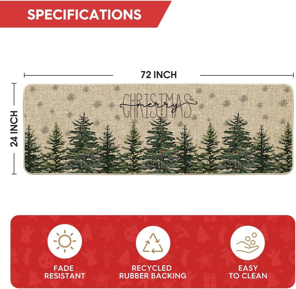 imageArtoid Mode Pine Trees Snowflakes Merry Christmas Welcome Decorative Doormat Seasonal Winter Xmas LowProfile Rug Switch Mat for Outdoor 17x29 InchGreen