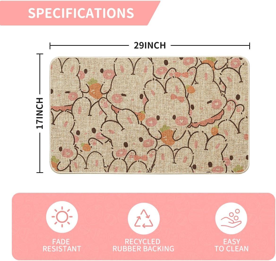 imageArtoid Mode Pink Bunny Carrot Easter Doormat Cute Rabbits Home Decor LowProfile Switch Rug Door Mat Floor Mat for Indoor Outdoor 17x29 Inch DM085