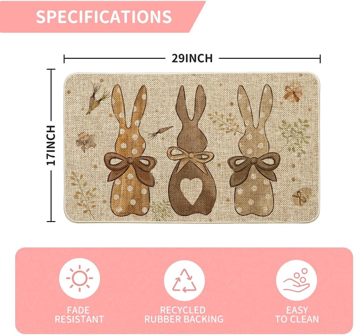 imageArtoid Mode Rabbit Carrots Eggs Happy Easter Doormat Seasonal Spring Home Decor LowProfile Switch Rug Door Mat Floor Mat for Indoor Outdoor 17x29 Inch