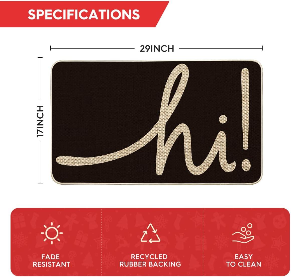 imageArtoid Mode Red Hi Valentines Day Doormat Daily Home Decor LowProfile Switch Rug Welcome Door Mat Floor Mat for Indoor Outdoor 17x29 InchBlack