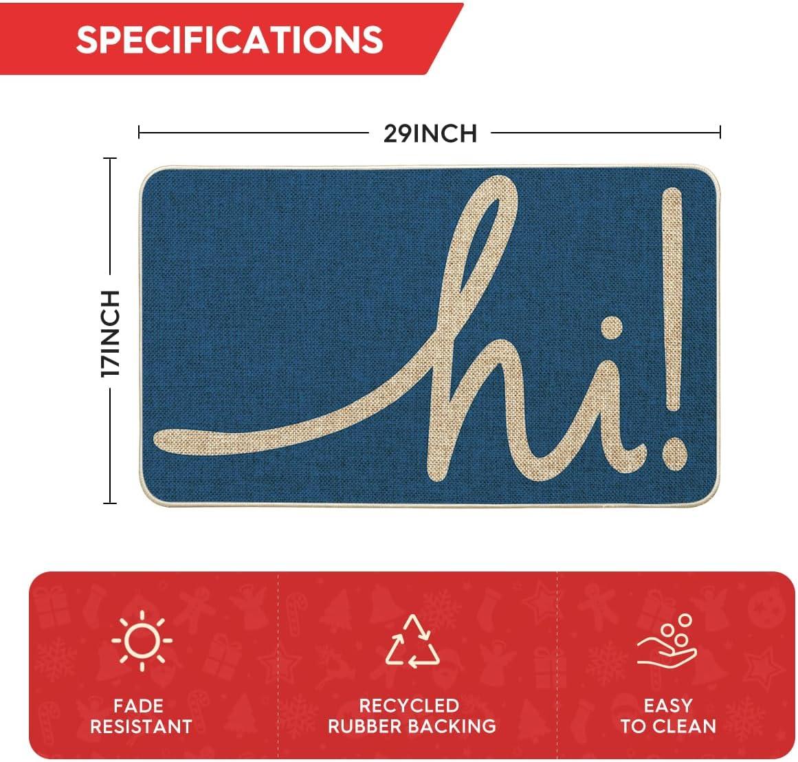 imageArtoid Mode Red Hi Valentines Day Doormat Daily Home Decor LowProfile Switch Rug Welcome Door Mat Floor Mat for Indoor Outdoor 17x29 InchBlue