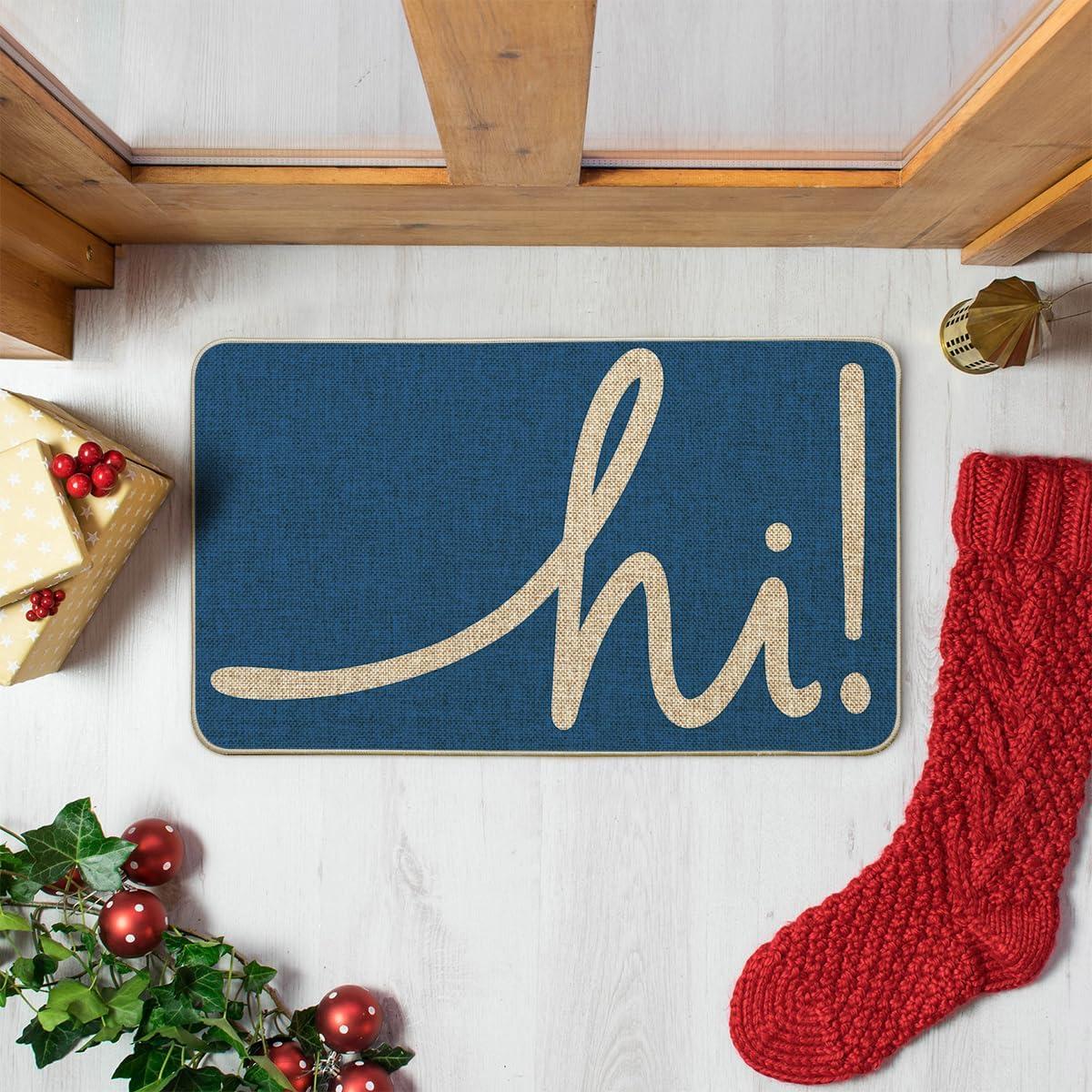 imageArtoid Mode Red Hi Valentines Day Doormat Daily Home Decor LowProfile Switch Rug Welcome Door Mat Floor Mat for Indoor Outdoor 17x29 InchBlue