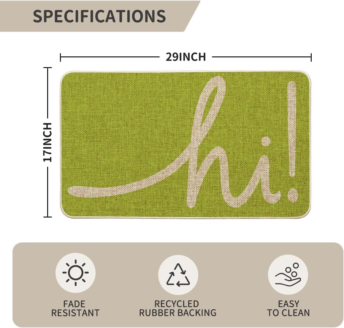 imageArtoid Mode Red Hi Valentines Day Doormat Daily Home Decor LowProfile Switch Rug Welcome Door Mat Floor Mat for Indoor Outdoor 17x29 InchGreen