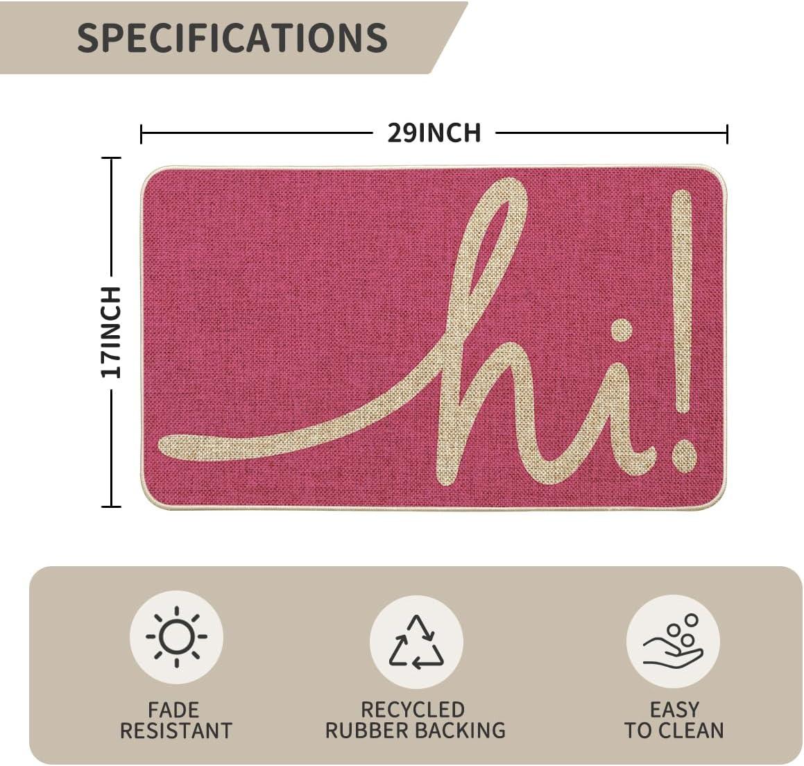 imageArtoid Mode Red Hi Valentines Day Doormat Daily Home Decor LowProfile Switch Rug Welcome Door Mat Floor Mat for Indoor Outdoor 17x29 InchPink