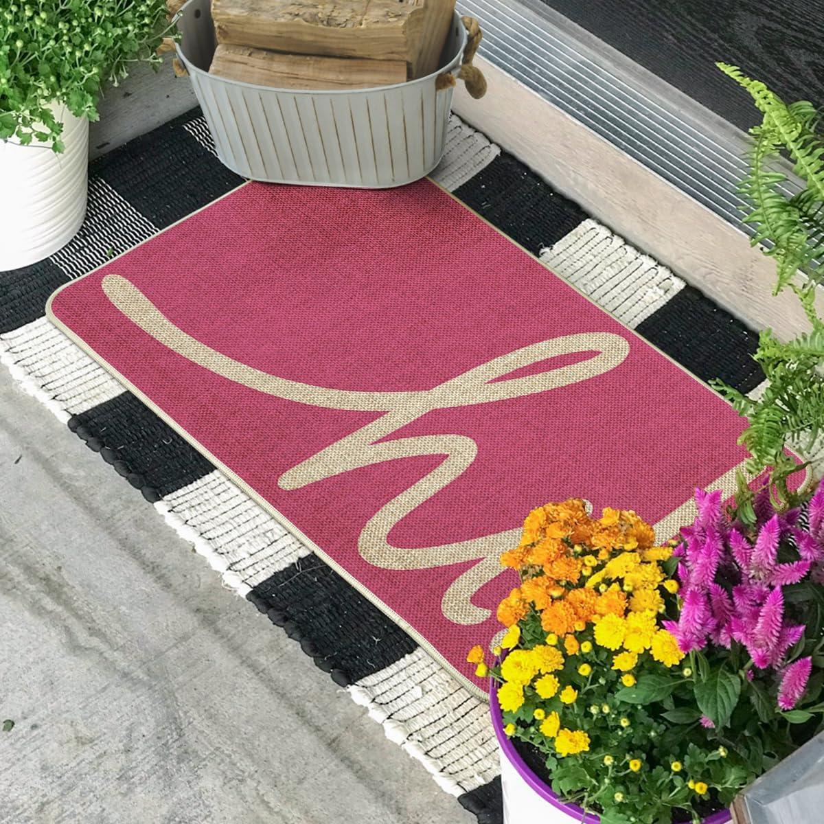 imageArtoid Mode Red Hi Valentines Day Doormat Daily Home Decor LowProfile Switch Rug Welcome Door Mat Floor Mat for Indoor Outdoor 17x29 InchPink