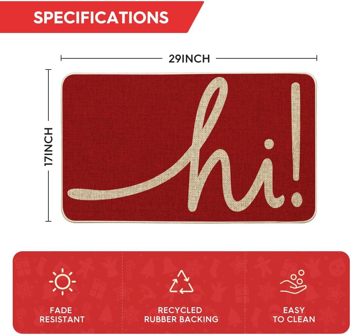 imageArtoid Mode Red Hi Valentines Day Doormat Daily Home Decor LowProfile Switch Rug Welcome Door Mat Floor Mat for Indoor Outdoor 17x29 InchRed