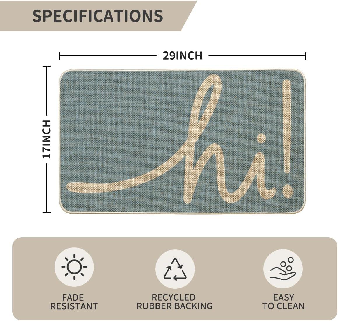 imageArtoid Mode Red Hi Valentines Day Doormat Daily Home Decor LowProfile Switch Rug Welcome Door Mat Floor Mat for Indoor Outdoor 17x29 InchSky Blue