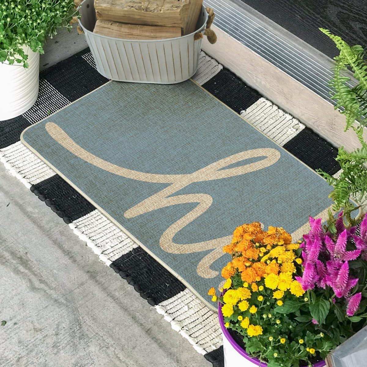 imageArtoid Mode Red Hi Valentines Day Doormat Daily Home Decor LowProfile Switch Rug Welcome Door Mat Floor Mat for Indoor Outdoor 17x29 InchSky Blue