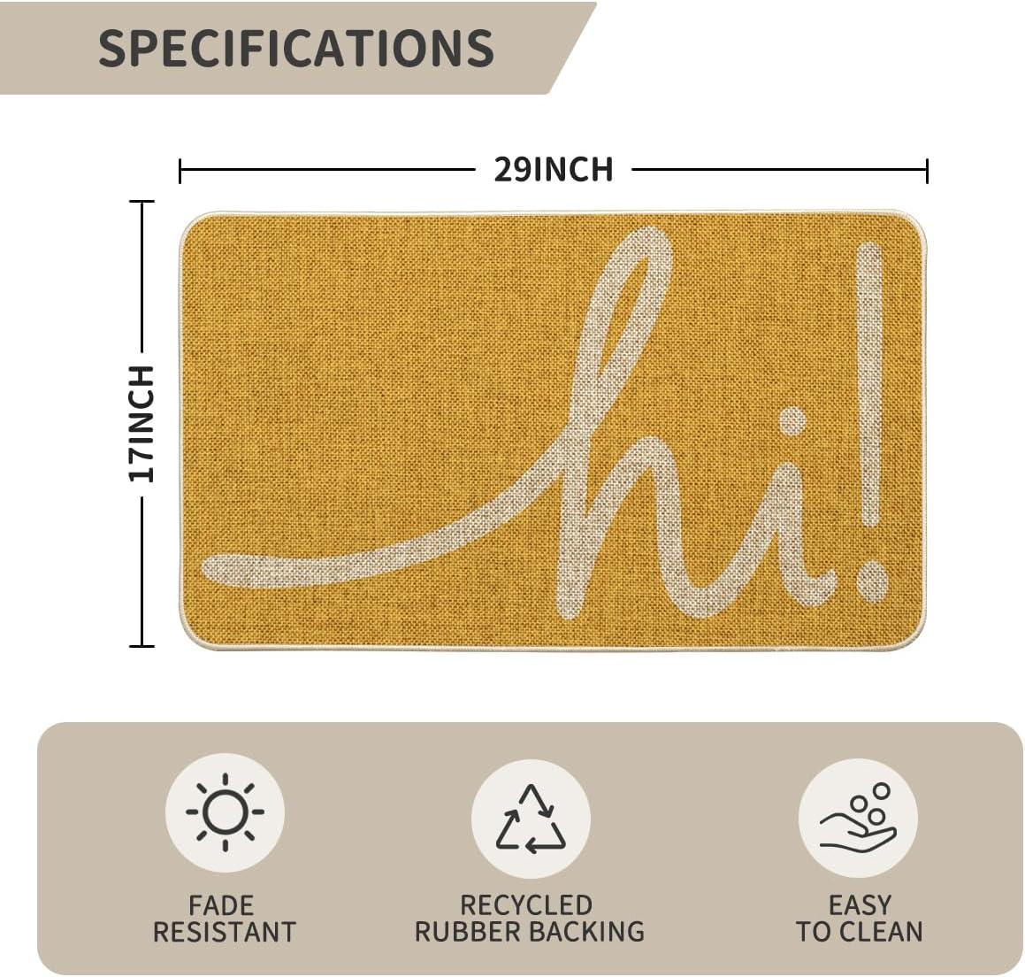 imageArtoid Mode Red Hi Valentines Day Doormat Daily Home Decor LowProfile Switch Rug Welcome Door Mat Floor Mat for Indoor Outdoor 17x29 InchYellow