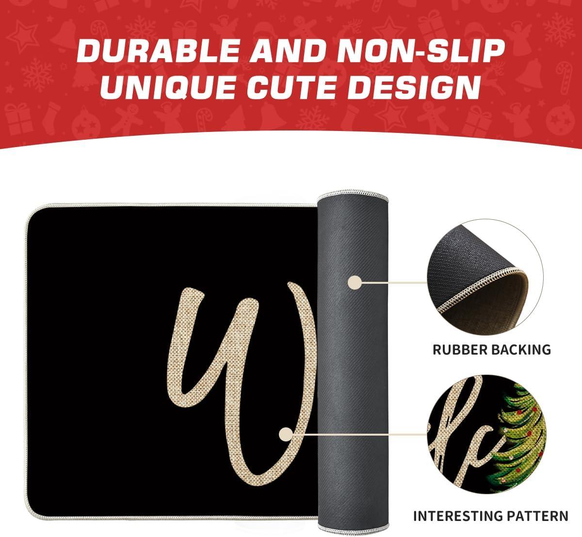 imageArtoid Mode Red Xmas Tree Christmas Welcome Doormat Winter Home Decor LowProfile Switch Rug Door Mat Floor Mat for Indoor Outdoor 17x29 InchBlack