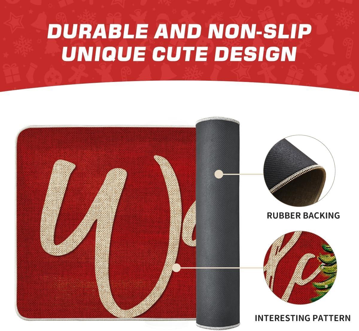 imageArtoid Mode Red Xmas Tree Christmas Welcome Doormat Winter Home Decor LowProfile Switch Rug Door Mat Floor Mat for Indoor Outdoor 17x29 InchRed