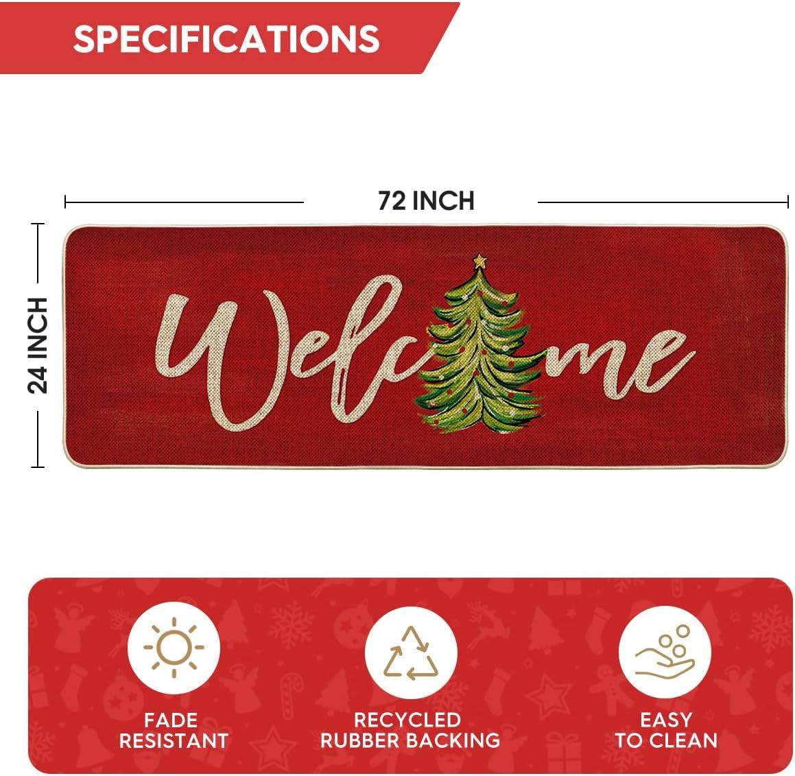 imageArtoid Mode Red Xmas Tree Christmas Welcome Doormat Winter Home Decor LowProfile Switch Rug Door Mat Floor Mat for Indoor Outdoor 17x29 InchRed