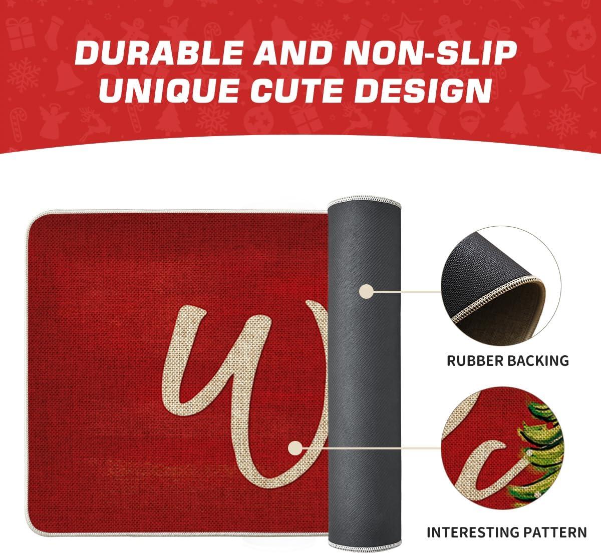 imageArtoid Mode Red Xmas Tree Christmas Welcome Doormat Winter Home Decor LowProfile Switch Rug Door Mat Floor Mat for Indoor Outdoor 17x29 InchRed