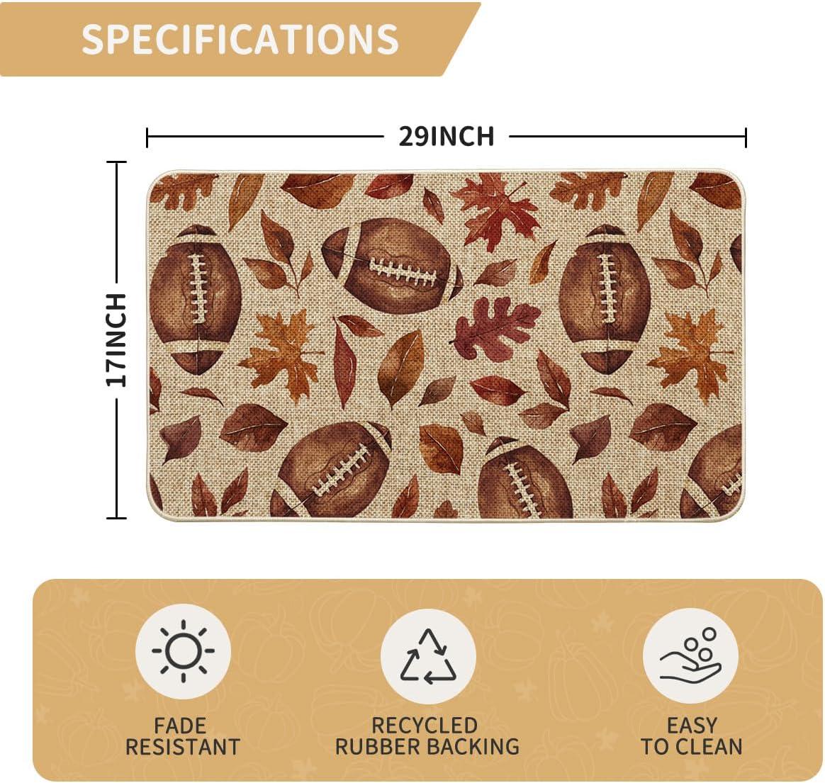 imageArtoid Mode Rugby Maple Leaves Football Fall Doormat Autumn Home Decor LowProfile Switch Rug Door Mat Floor Mat for Indoor Outdoor 17x29 InchBeige