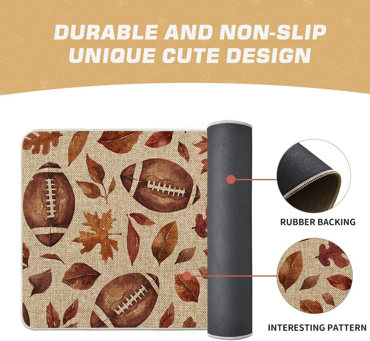 imageArtoid Mode Rugby Maple Leaves Football Fall Doormat Autumn Home Decor LowProfile Switch Rug Door Mat Floor Mat for Indoor Outdoor 17x29 InchBeige