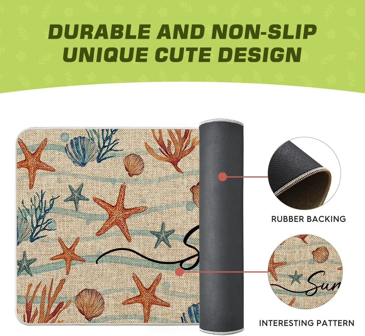 imageArtoid Mode Sea Shell Starfish Coral Summer Doormat Home Decor LowProfile Switch Rug Door Mat Floor Mat for Indoor Outdoor 17x29 Inch