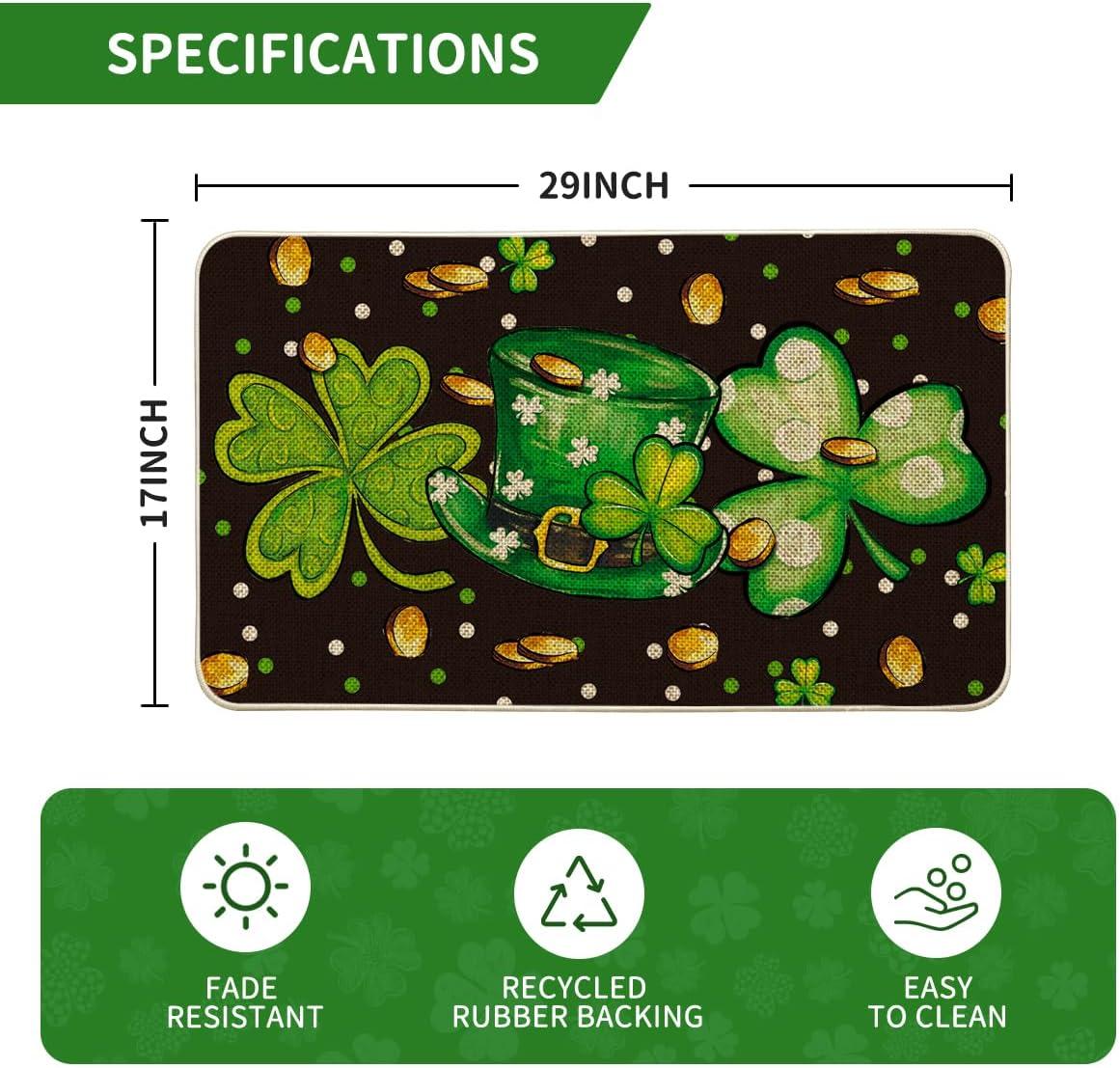 imageArtoid Mode Shamrock Hat St Patricks Day Doormat Spring Home Decor LowProfile Switch Rug Door Mat Floor Mat for Indoor Outdoor 17x29 Inch