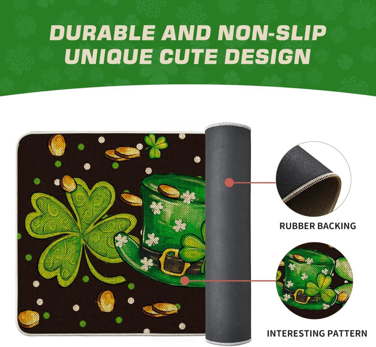 imageArtoid Mode Shamrock Hat St Patricks Day Doormat Spring Home Decor LowProfile Switch Rug Door Mat Floor Mat for Indoor Outdoor 17x29 Inch