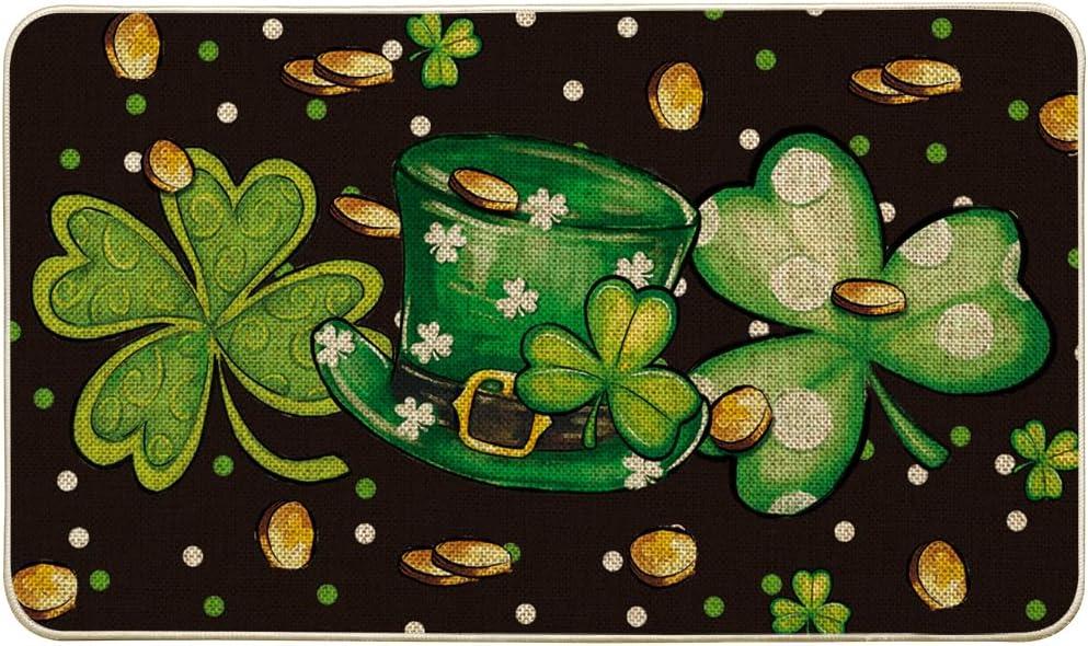 imageArtoid Mode Shamrock Hat St Patricks Day Doormat Spring Home Decor LowProfile Switch Rug Door Mat Floor Mat for Indoor Outdoor 17x29 Inch