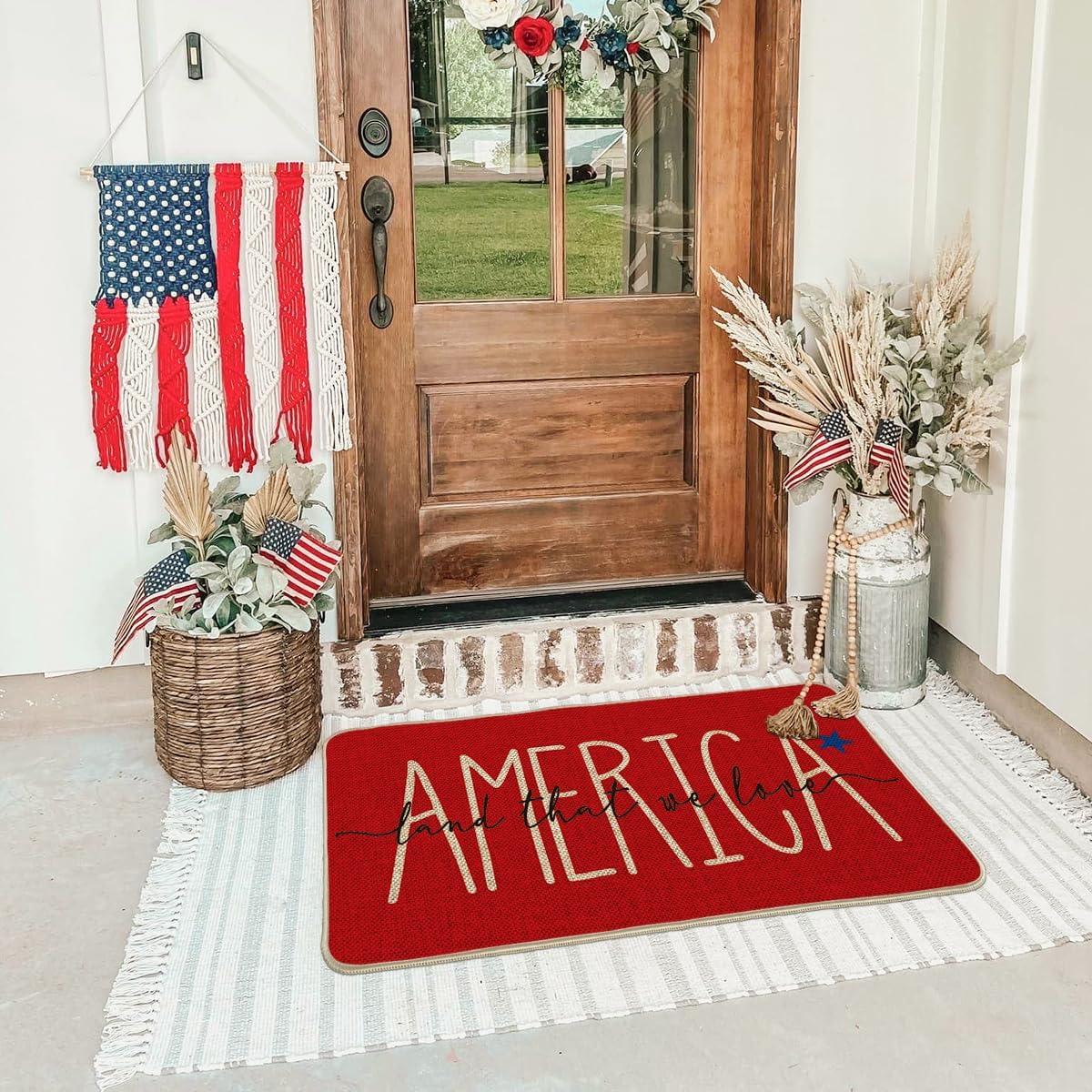 imageArtoid Mode Stars Patriotic 4th of July Doormat Memorial Day Home Decor Switch Rug Door Mat Floor Mat for Indoor Outdoor 17x29 Inch
