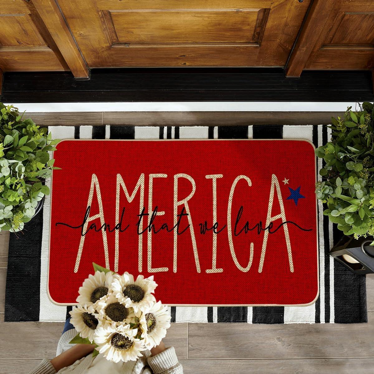 imageArtoid Mode Stars Patriotic 4th of July Doormat Memorial Day Home Decor Switch Rug Door Mat Floor Mat for Indoor Outdoor 17x29 Inch
