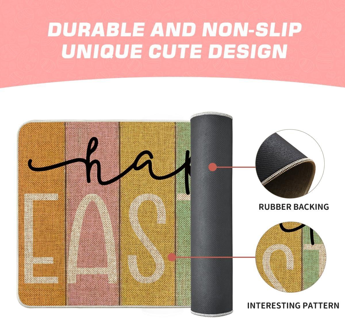 imageArtoid Mode Stripes Happy Easter Doormat Spring Home Decor LowProfile Switch Rug Door Mat Floor Mat for Indoor Outdoor 17x29 Inch