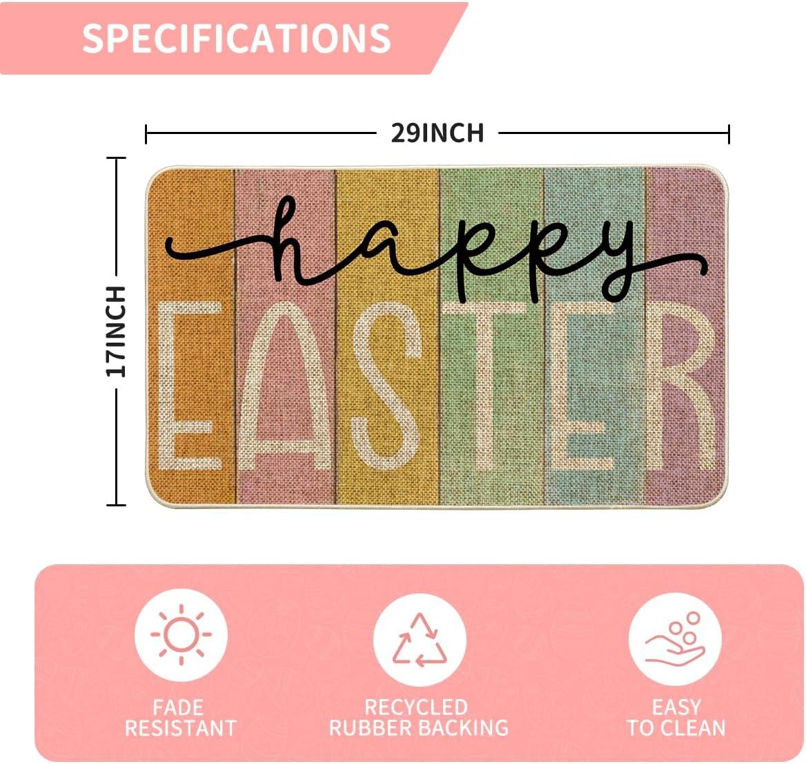 imageArtoid Mode Stripes Happy Easter Doormat Spring Home Decor LowProfile Switch Rug Door Mat Floor Mat for Indoor Outdoor 17x29 Inch