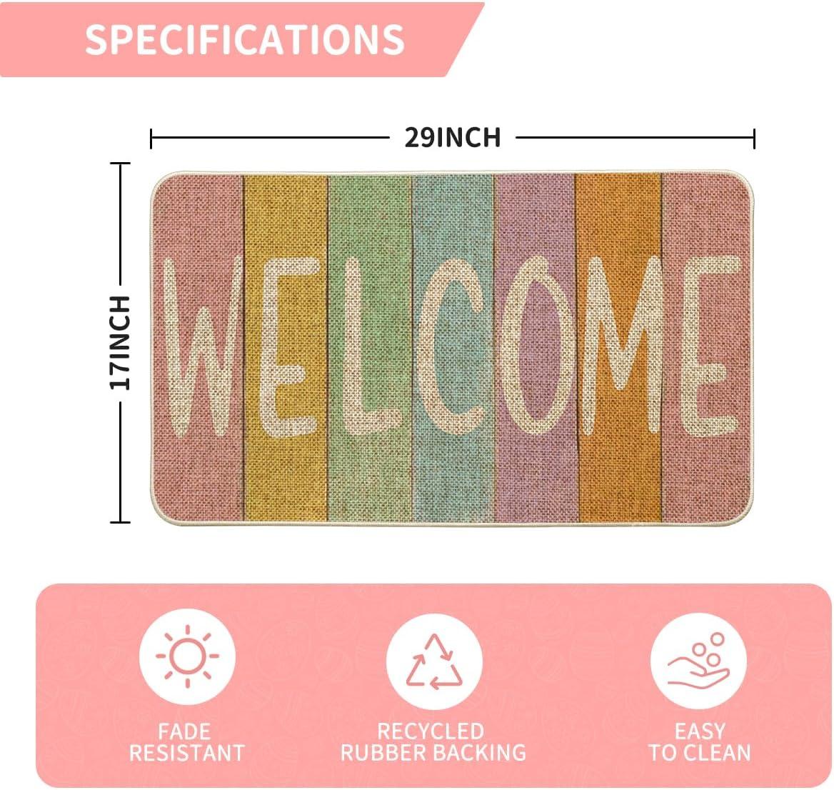 imageArtoid Mode Stripes Welcome Easter Doormat Seasonal Spring Home Decor LowProfile Switch Rug Door Mat Floor Mat for Indoor Outdoor 17x29 Inch
