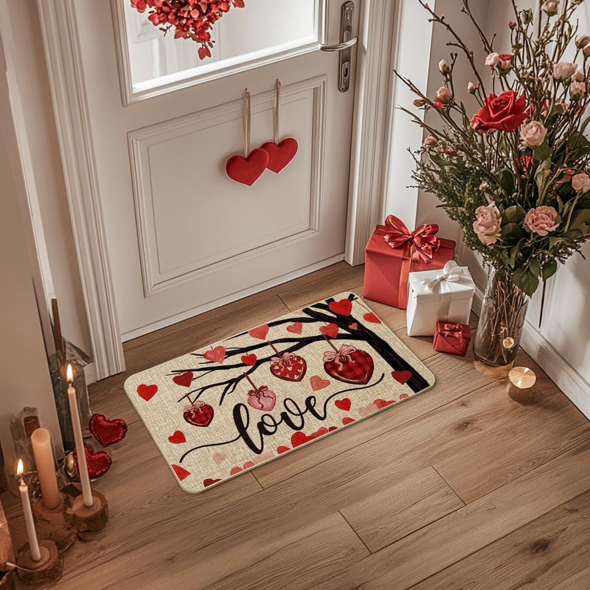 imageArtoid Mode Tree Love Heart Be My Valentines Day Doormat Home Decor LowProfile Switch Rug Door Mat Floor Mat for Indoor Outdoor 17x29 Inch