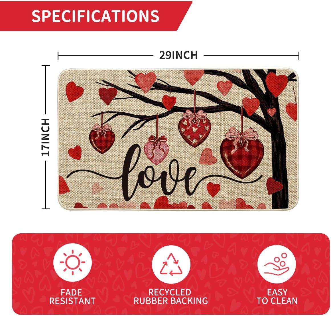 imageArtoid Mode Tree Love Heart Be My Valentines Day Doormat Home Decor LowProfile Switch Rug Door Mat Floor Mat for Indoor Outdoor 17x29 Inch