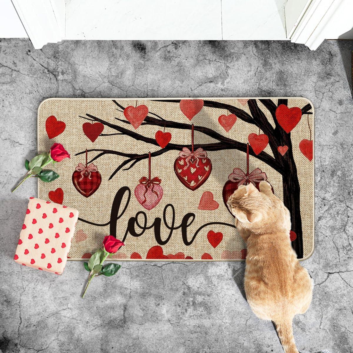 imageArtoid Mode Tree Love Heart Be My Valentines Day Doormat Home Decor LowProfile Switch Rug Door Mat Floor Mat for Indoor Outdoor 17x29 Inch