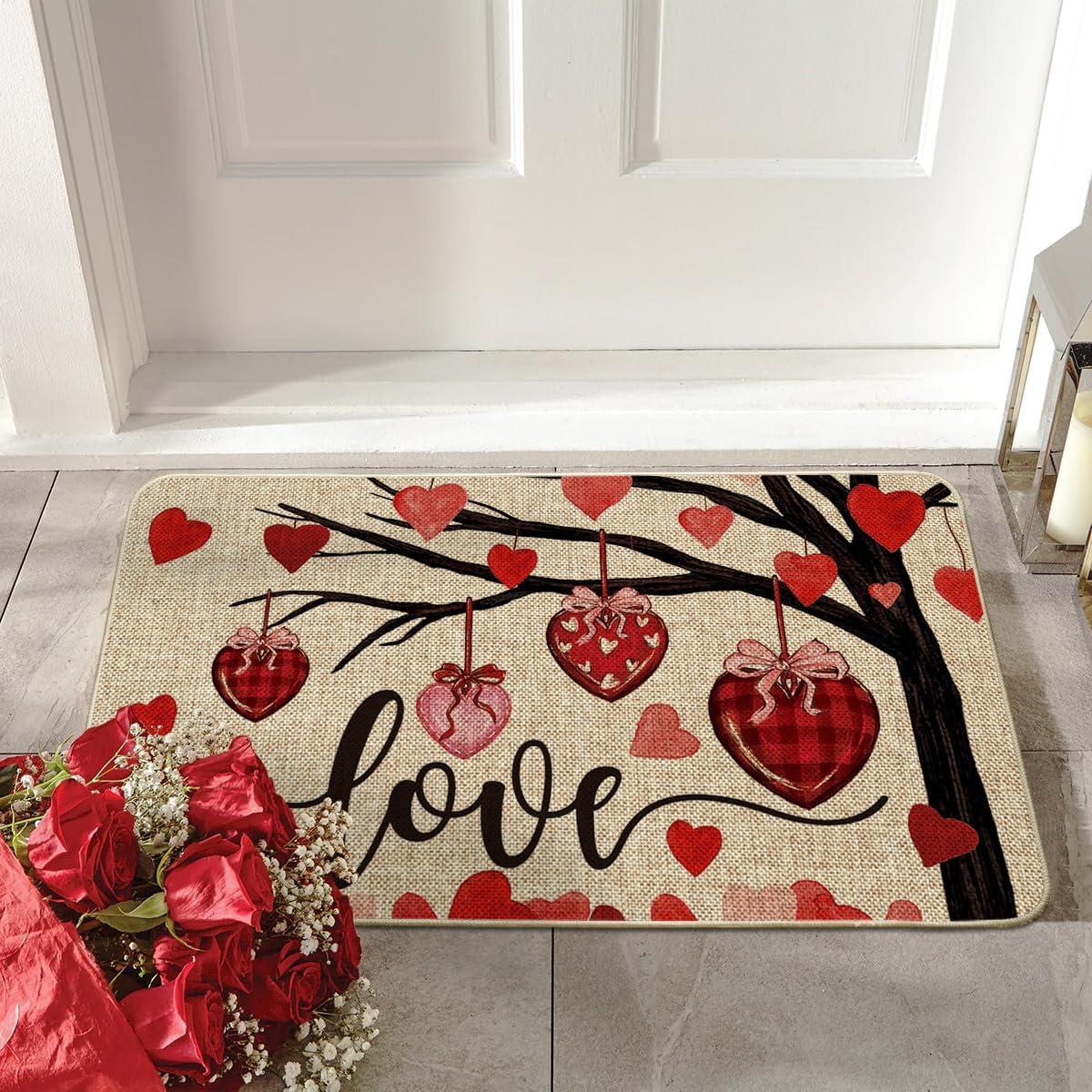 imageArtoid Mode Tree Love Heart Be My Valentines Day Doormat Home Decor LowProfile Switch Rug Door Mat Floor Mat for Indoor Outdoor 17x29 Inch