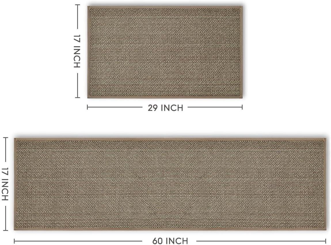 imageArtoid Mode Washable Non Slip Kitchen Rugs and Mats Set of 2 Rubber Backing Absorbent Kitchen Mats for Floor Front of Sink 17x29 and 17x47 InchBeige Grey