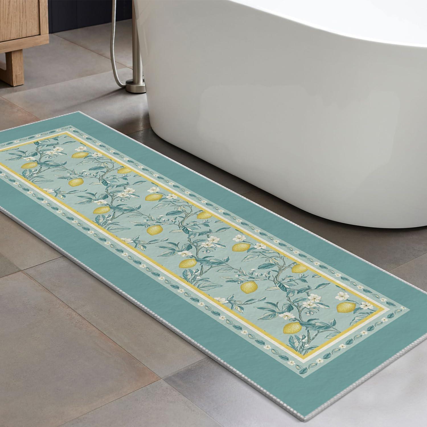 imageArtoid Mode Watercolor Lemon Flower Spring Area Rug Summer Home Decor LowProfile Washable Area Rugs for Entryway Bedroom Living Room Laundry Room Indoor 5x7 FeetGreen