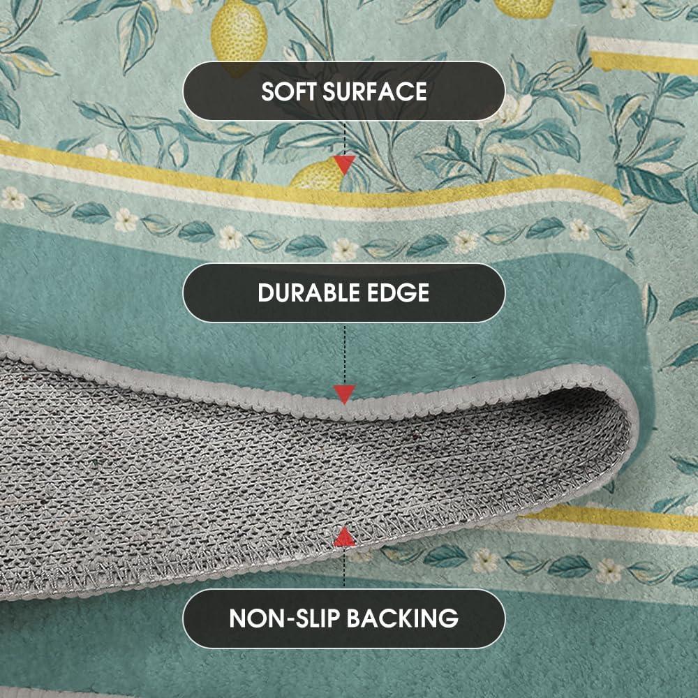 imageArtoid Mode Watercolor Lemon Flower Spring Area Rug Summer Home Decor LowProfile Washable Area Rugs for Entryway Bedroom Living Room Laundry Room Indoor 5x7 FeetGreen