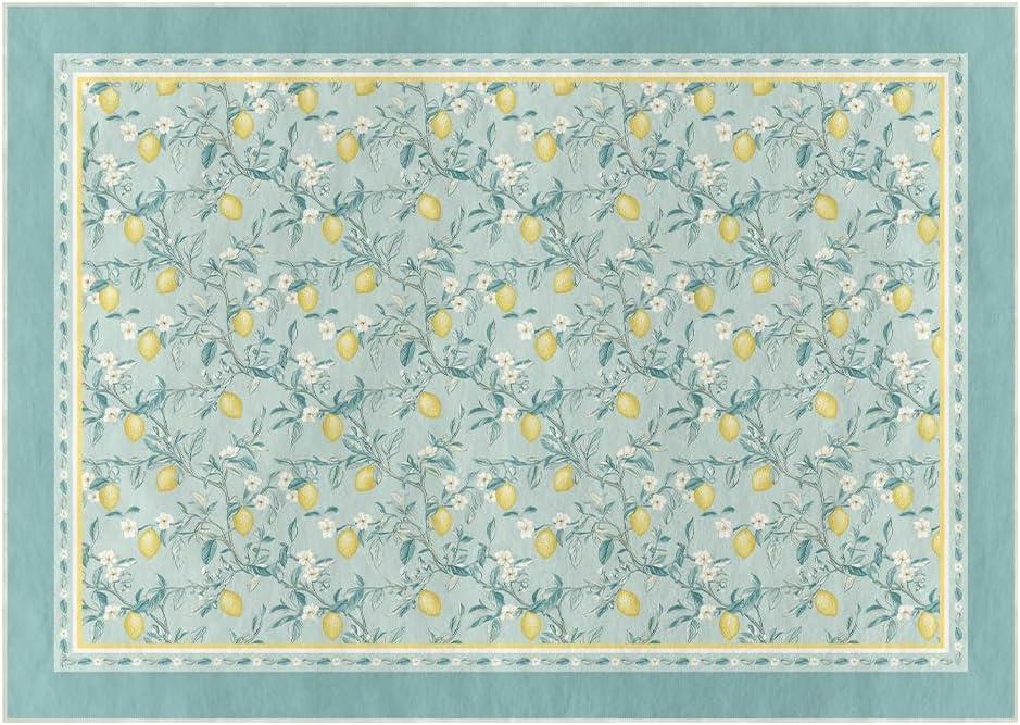 imageArtoid Mode Watercolor Lemon Flower Spring Area Rug Summer Home Decor LowProfile Washable Area Rugs for Entryway Bedroom Living Room Laundry Room Indoor 5x7 FeetGreen