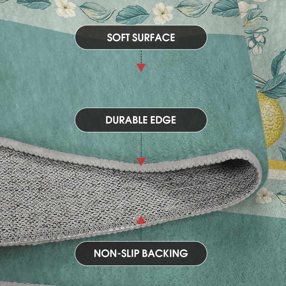 imageArtoid Mode Watercolor Lemon Flower Spring Area Rug Summer Home Decor LowProfile Washable Area Rugs for Entryway Bedroom Living Room Laundry Room Indoor 5x7 FeetGreen