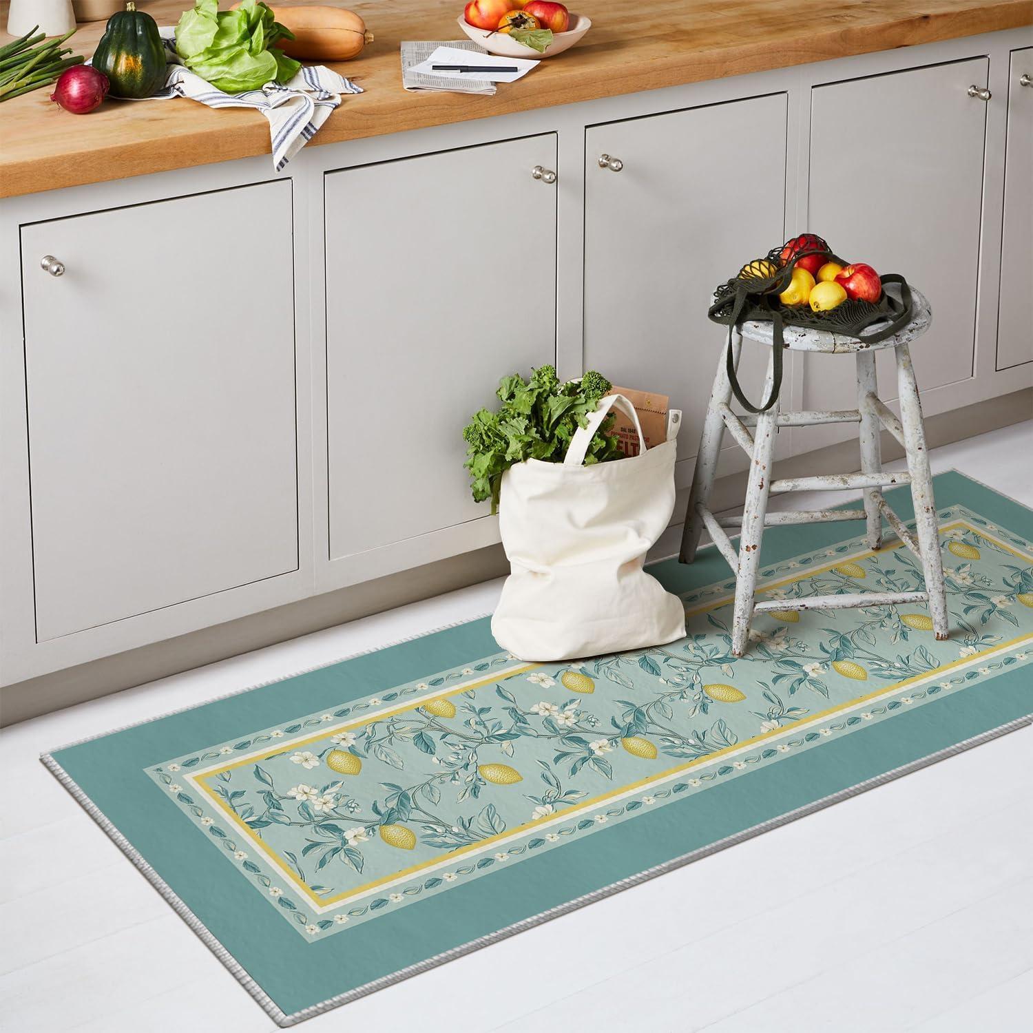 imageArtoid Mode Watercolor Lemon Flower Spring Area Rug Summer Home Decor LowProfile Washable Area Rugs for Entryway Bedroom Living Room Laundry Room Indoor 5x7 FeetGreen