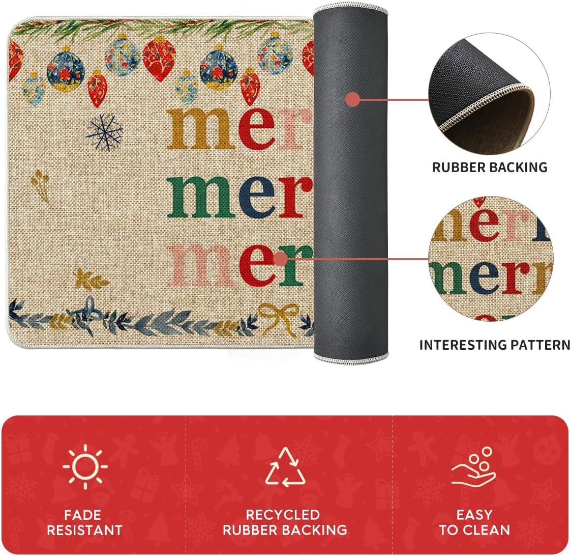 imageArtoid Mode Watercolor Nutcrackers Merry Christmas Decorative Kitchen Mats Set of 2 Home Party LowProfile Kitchen Rugs 17x29 and 17x47 InchBeige