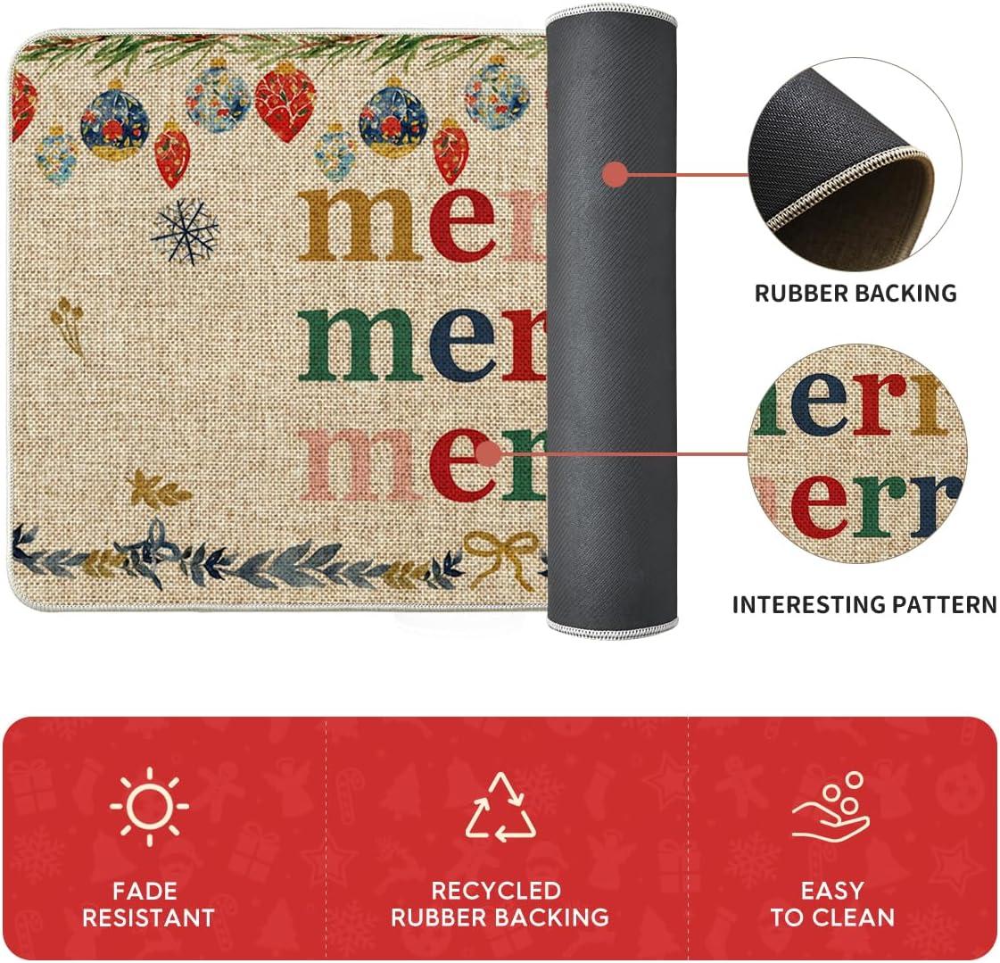 imageArtoid Mode Watercolor Nutcrackers Merry Christmas Decorative Kitchen Mats Set of 2 Home Party LowProfile Kitchen Rugs 17x29 and 17x47 InchBeige