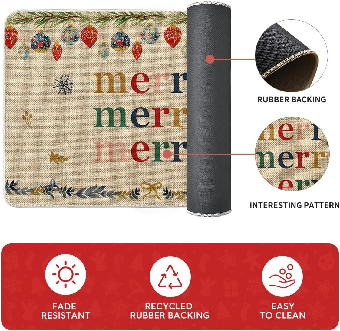 imageArtoid Mode Watercolor Nutcrackers Merry Christmas Decorative Kitchen Mats Set of 2 Home Party LowProfile Kitchen Rugs 17x29 and 17x47 InchBeige