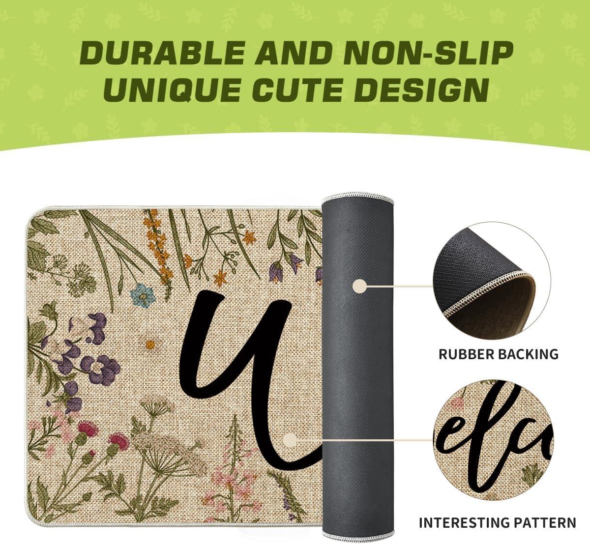 imageArtoid Mode Wild Flowers Welcome Summer Doormat Spring Home Decor LowProfile Switch Rug Door Mat Floor Mat for Indoor Outdoor 17x29 InchBeige